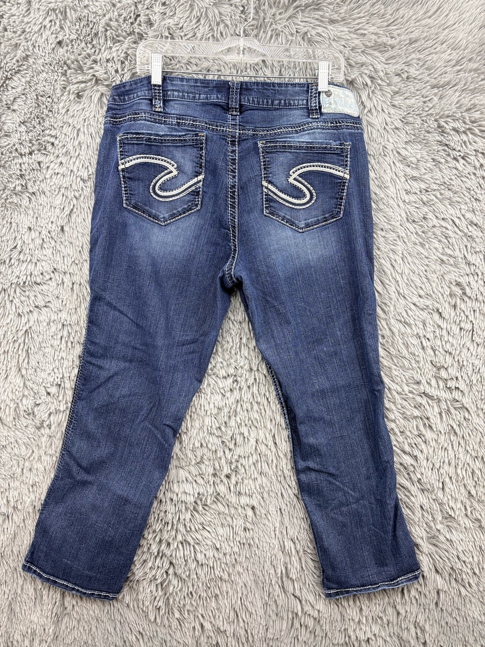 Silver Jeans Womens 16 Blue Twisted Capri Mid Rise Medium Wash